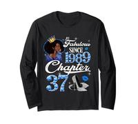 37th Birthday Black Queen Chapter 37 Fabulous Since 1989 Long Sleeve T-Shirt