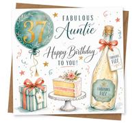 37th Birthday Card for Aunty, Funny Cake Gifts Design