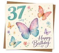37th Birthday Card for Her, Butterflies, 37 Today