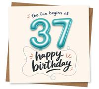 37th Birthday Card for Her, Funny Balloon Design