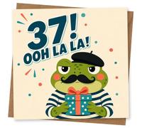 37th Birthday Card for Him, Funny Gift Frog Design