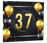 37th Birthday Card for Men Women - Black & Gold Birthday Card for 37 Year old Woman Friend Sister Mum Aunt Daughter thirty seven, thirty seventh cousin Niece