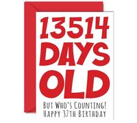 37th Birthday Card for Men Women Him Her - 13514 Days Old - Funny Adult Happy Birthday Card for Brother Sister Son Daughter Dad, A5 Humour Joke Greeting Cards