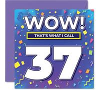 37th Birthday Cards for Women Men - WOW Thats What I Call - Happy Birthday Card for 37 Year Old Woman Man Daughter Uncle Niece Wife, 145mm Bday Greeting Cards
