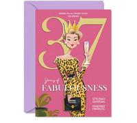 37th Birthday Cards for Women - Years Of Fabulousness - Happy Birthday Card for 37 Year Old Woman Sister Friend Niece Daughter, A5 Bday Greeting Cards