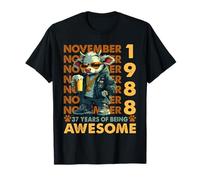 37th Birthday Cow Legends November 1988 37 Years Old Mens T-Shirt