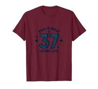 37th Birthday Gift: This is What 37 Looks Like T-Shirt, Men, Burgundy, Large