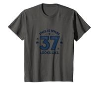 37th Birthday Gift: This is What 37 Looks Like T-Shirt, Youth, Asphalt Grey, Small