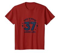 37th Birthday Gift: This is What 37 Looks Like T-Shirt, Youth, Cranberry Red, Large