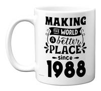 37th Birthday Mug Gift for Men Women - Making the World a Better Place Since 1988 - Happy 37 Birthday Gifts for Grandad Grandma Nan Retro Back In 1988 Age Thirty-Seven Bday, 11oz Ceramic Coffee Mugs