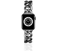 38/40mm Black Cool Women Chain Metal Smartwatch Bands Compatible for Apple Watch Bands SE Series 5 Series6 Man Durable Adjustable Watch Band Compatible for Iwatch 6/5/4/3/2/1 (38/40mm, black cold)