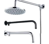 38/48cm Shower Head Extension Arm Wall Mounted Stainless Steel Rainfall Extend Pipe Tube Holder Base Bathroom Accessories for Rainfall Shower Head(Silver-38cm)