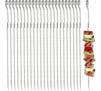 （38.5cm - 20pcs） 20pcs/12pcs Kebab Skewers, Flat Metal BBQ Skewers, Reusable Stainless Steel Sticks