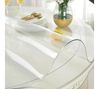 38" C Vinyl Tablecloth Protector - Bevel Ed Round Cover for Desktop Protect, m Thick, Prevents Skin Cuts, Perfect for Dining & Events,
