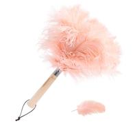 38 cm Pink Ostrich Feather Dusters, Wooden Handle Fluffy Feather Duster, Dust Cleaning Tool for Office, Home Living Room, Bookshelf, Keyboard, Dashboard