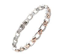 38 Elegant Titanium Magnetic Bracelet for Women Magnetic Functions with Free Link Removal Tool Christmas gift(Silver&Rose Gold)