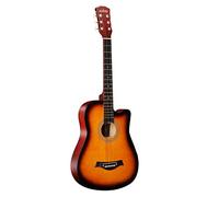 38 Full Size 6 Strings Cutaway Folk Acoustic Guitar for Students Beginners with Premium Wood Material Enclosed Knobs Rich Brighter Sound Well Intonation and Sustain Tough Wear-Resistant