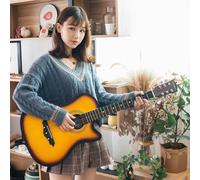 38 Inch Acoustic Guitar, 6 Steel-String Wood Guitar with Starter Kit, Gig Bag, Strings, Strap, Pitch Pipe And Pick,Sunset,41in