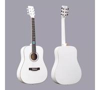38 Inch Acoustic Guitar, 6 String Guitar Starter Kit with Gig Bag And Other Accessories Spruce Top for Students and Youth Professional Performance(White)