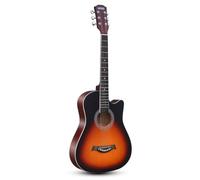 38 Inch Acoustic Guitar Package Kit, Basic Starter Kit w/Case, Strap, Pitch Pipe and Pick for Beginners Music Lovers(Sunset color)