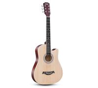 38 Inch Acoustic Guitar Package Kit, Basic Starter Kit w/Case, Strap, Pitch Pipe and Pick for Beginners Music Lovers(Wood Colour)