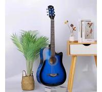 38 Inch Acoustic Guitar Package Kit, Basic Starter Kit w/Case, Strap, Pitch Pipe and Pick for Beginners Music Lovers(Turning blue)