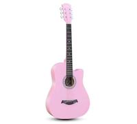 38 Inch Acoustic Guitar Package Kit, Basic Starter Kit w/Case, Strap, Pitch Pipe and Pick for Beginners Music Lovers(Pink)