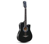 38 Inch Acoustic Guitar Package Kit, Basic Starter Kit w/Case, Strap, Pitch Pipe and Pick for Beginners Music Lovers(Black)