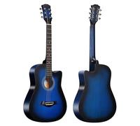 38 Inch Full Size Acoustic Guitar Classical Cutaway Design Hardwood Finish & Steel Strings with Bag (Blue)