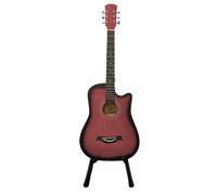 38 Inch Full Size Acoustic Guitar Classical Cutaway Design Hardwood Finish & Steel Strings with Bag (Coffee/Red)
