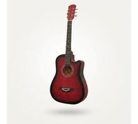 38 Inch Full Size Acoustic Guitar Classical Cutaway Design Hardwood Finish & Steel Strings with Bag (Red)