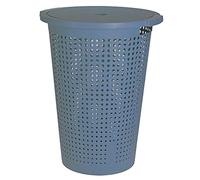 38 Litre Laundry Basket Washing Bin Hamper Clothes Wash Storage Plastic Lid Home (Blue)