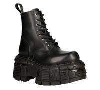 (38) New Rock M-MILI084N-S5 Unisex Black Leather Boots
