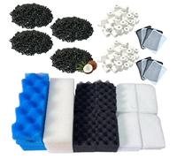 38 Pack Aquarium Filter Media Kit Compatible with Fluval 306/307 Canister Filters, Includes Bio Foam, Activated Carbon & Ceramic Rings (2 Sets Maintenance Bundle)