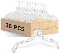 38 Pack Clear Plastic Hangers, Quality Coat Hanger Crystal Cut Hangers Bulk Quality Clothes Hangers with Notches Heavy Duty Hanger for Dress Shirts Pant Suits Organization Adult Closet