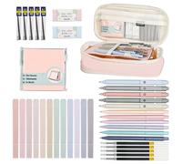 38 PCS Aesthetic School Supplies Stationery Set with Pencil Case, 12 Pastel Highlighters, 5 Black Ink Gel Pens with Refill, 6 Mechanical Pencils Set 0.5 & 0.7 mm Sticky Notes Erasers for Girls & Teens