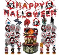 38 PCS Bloody Halloween Party Decorations Set Horror Hallows Eve Party Supplies Creepy A Night to Dismember Indoor Outdoor Decor Scary Pack for Haunted House, Vampire & Zombie Parties