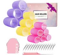 38 Pcs Hair Rollers set, Self-Grip Hair Curlers for Long Medium Short Hair, Jumbo Large Hair Rollers,18 Velcro Rollers &18 Metal Clips & 1 Comb & 1 Storage Bag, Gift Pack (3 sizes 2.5"/2"/1.5")