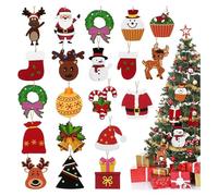 38 Pcs Mini Christmas Ornaments, Wooden Christmas Hanging Decorations Set Father Christmas Snowman Angel for Christmas Tree Christmas Party