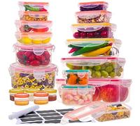 38 Pcs Plastic Food Storage Containers with Lids, 2500ML to Sauces Box | (19 Containers,19 Lids) Lunch Meal Prep Pantry Kitchen Organization, Microwave, Dishwasher Safe -100% Airtight & Leak Proof