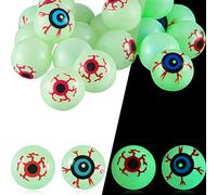 38 Pieces Halloween Bouncy Eyeballs Creepy Eye Balls Blue and Red Glow in the Dark Glowing Eyeballs 32mm Scary Halloween Glow Bouncy Hollow Balls for Treats and Party