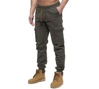 (38 Regular, Khaki) Enzo Mens Elasticated Waist Stretch Cuffed Jeans