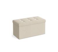 38 x 76 x 38 cm Foldable Small Storage Ottoman, Cream White / 76 x 38 x 38 cm