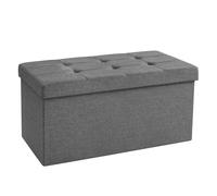 38 x 76 x 38 cm Foldable Small Storage Ottoman, Dark Grey / 76 x 38 x 38 cm