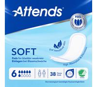 38 x Attends Soft 6 | Super | Adult Unisex Incontinence Pads | 1 Pack of 38