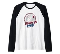 38 Year Old Fire Fighters. Born in 1988 38th Birthday Fire F Raglan Baseball Tee