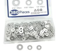 380 pcs Aluminum Pop Rivet Washers Assortment Kit for 1/8 inch 5/32 inch 3/16 inch Diameter Rivet, Backup Blind Rivets Washer Aluminum Pop Rivet Washers Blind Rivet Washer