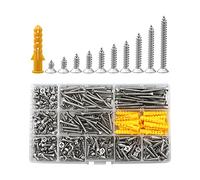 380 Pcs Flat Self Tapping Screws,M4 Metal Countersunk Head Wood Screw