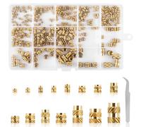 380 PCS Threaded Inserts Assortment Kit, Premium Brass Heat Inserts Set, M2 M2.5 M3 M4 M5 M6 Metric Knurled Nuts - Ideal for 3D Printers & Plastics & DIY