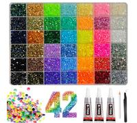 38000Pcs Resin Jelly AB Rhinestones Kit, 42 Colors 3mm Flatback Round Bedazzler Kit for Nail Art,Crafting,Clothes,Bedazzling Supplies All-in-One Bedazzling Kit with 3Pcs B7000 Glue & Tools